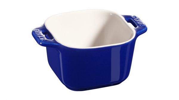 Staub Keramik XS 2er Set Mini Förmchen Ramekin Dessertschale quadratisch Dunkelblau 8 cm