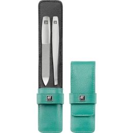 ZWILLING professionelle Maniküre Set 2tlg. mit Pinzette und Feile, Leder, Mint