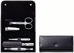 ZWILLING® Classic Inox Druckknopf-Etui, Manicure Etui Nagelpflegeset schwarz 5-tlg.